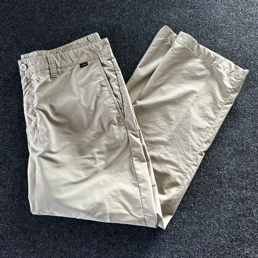 TravisMathew Mens Tan Khaki Performance Golf Pants 36 Stretch Chino Trousers